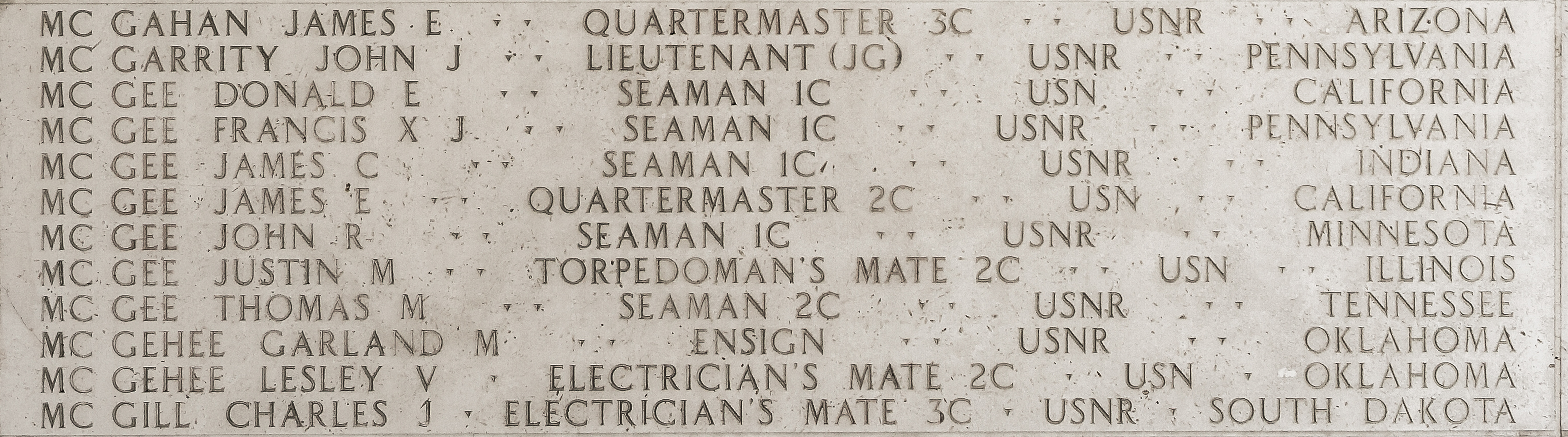 Charles J. McGill, Electrician's Mate Third Class